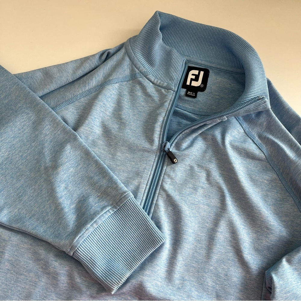 Footjoy FJ Men’s 1/4 Zip Long Sleeve Pullover Blue Golf Performance medium‎